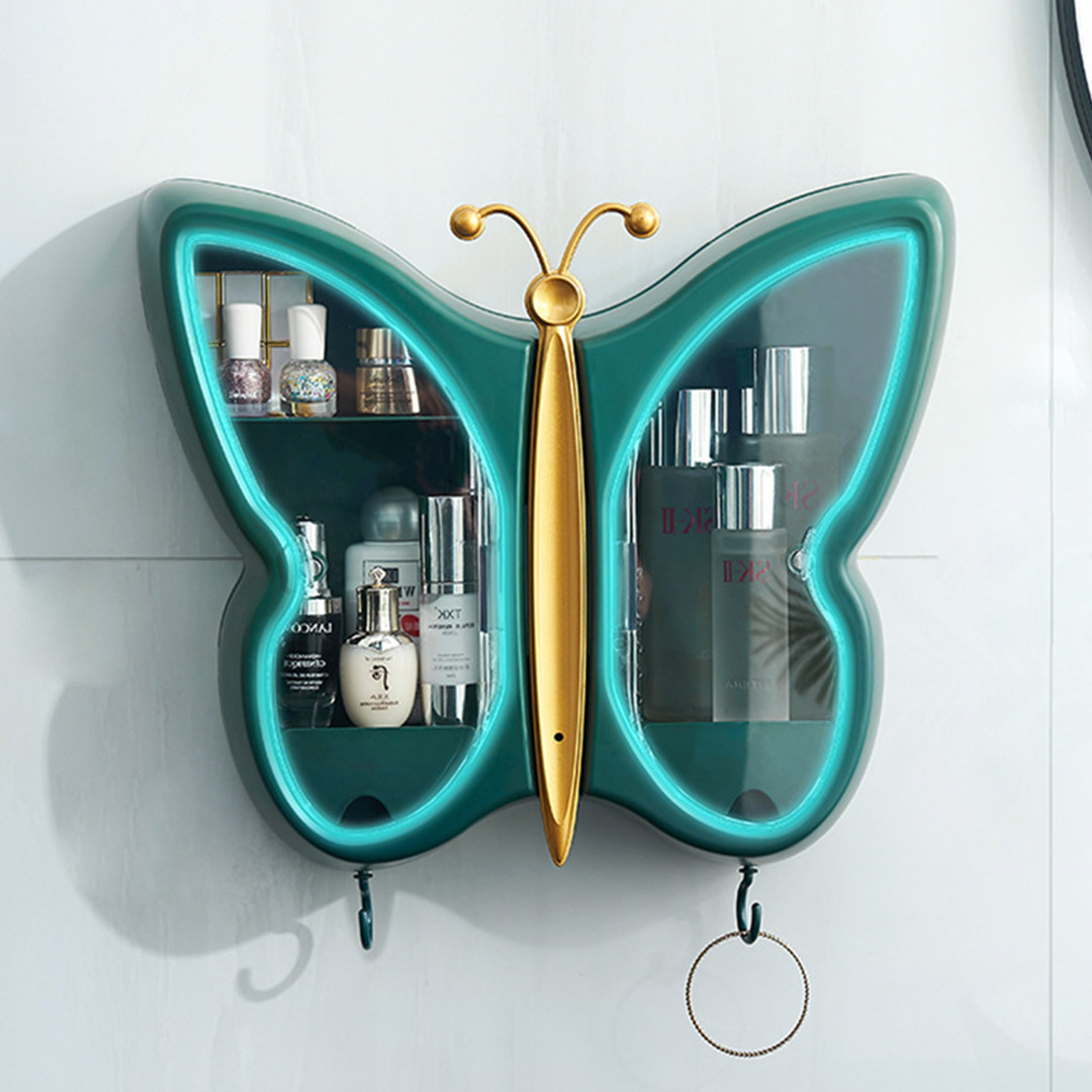 Soga 2X Green Butterfly Shape Wall-Mounted Makeup Organiser Dustproof Waterproof Bathroom Storage Box Home Decor, Home, Bathroom, Bathroom Accessories, Bathroom Storage, ,  - Nz Depot 4