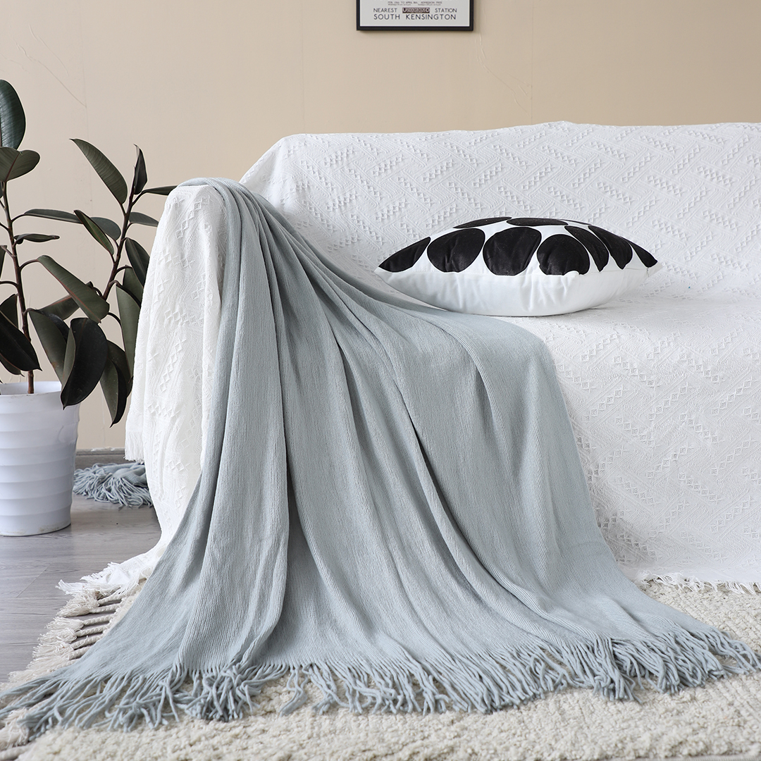 Soga 2X Grey Acrylic Knitted Throw Blanket Solid Fringed Warm Cozy Woven Cover Couch Bed Sofa Home Decor, Home, Bed Linen, Throws And Blankets, Blankets, ,  - Nz Depot 4