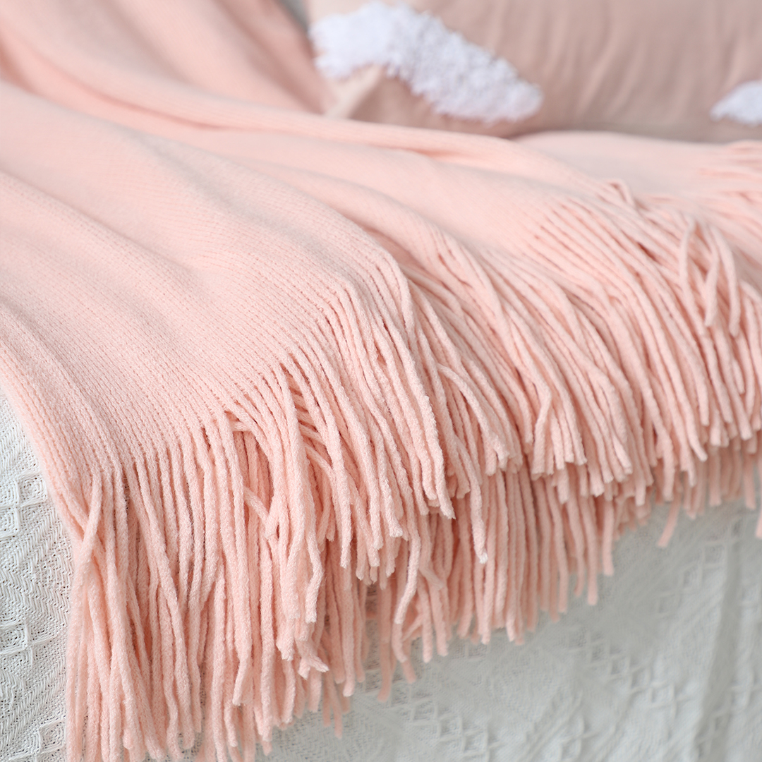 Soga 2X Pink Acrylic Knitted Throw Blanket Solid Fringed Warm Cozy Woven Cover Couch Bed Sofa Home Decor, Home, Bed Linen, Throws And Blankets, Blankets, ,  - Nz Depot 8