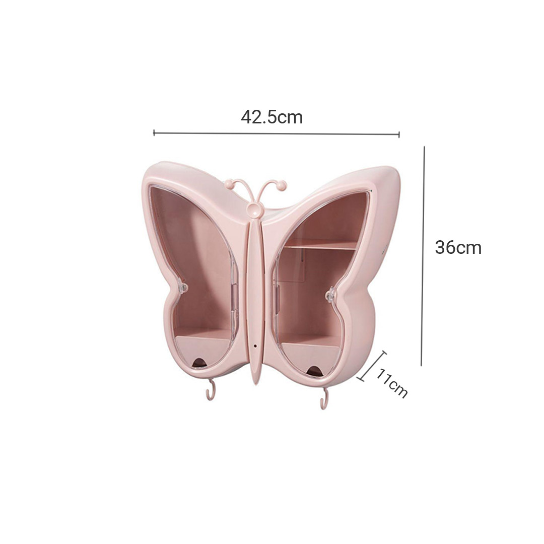 Soga 2X Pink Butterfly Shape Wall-Mounted Makeup Organiser Dustproof Waterproof Bathroom Storage Box Home Decor, Home, Bathroom, Bathroom Accessories, Bathroom Storage, ,  - Nz Depot 6