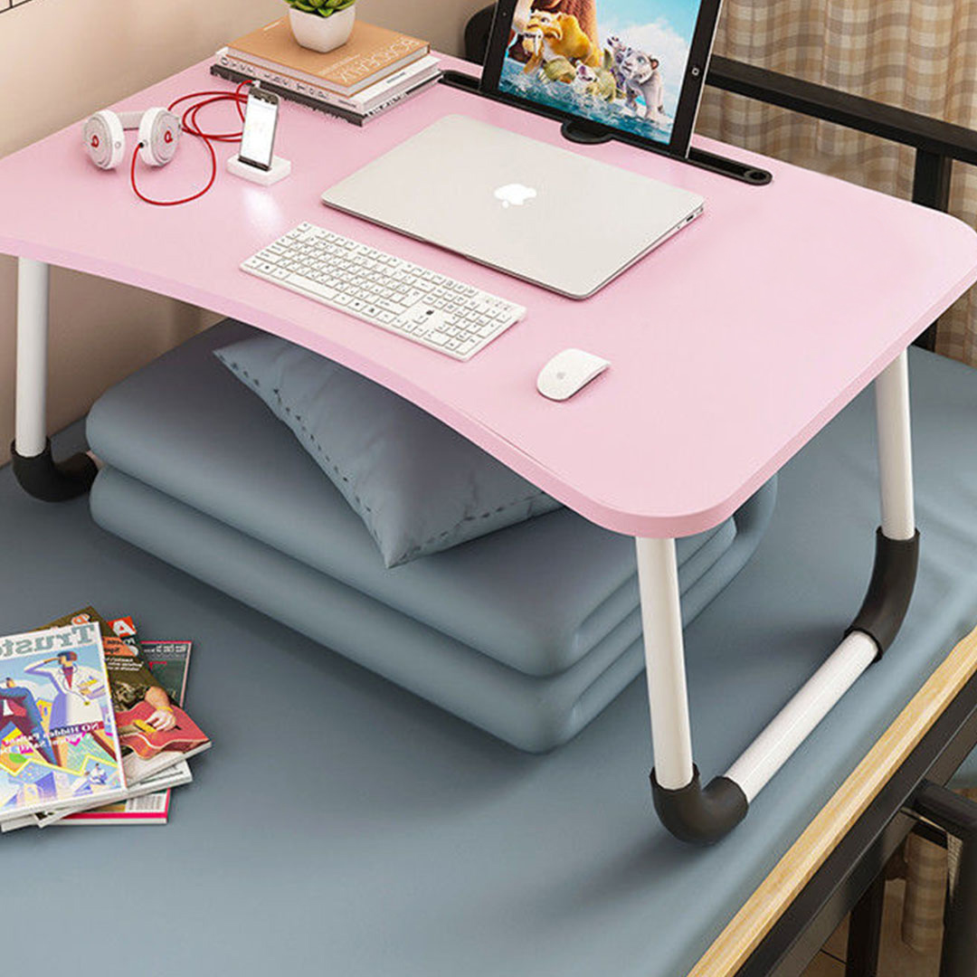 SOGA 2X Pink Portable Bed Table Adjustable Foldable Bed Sofa Study Table Laptop Mini Desk with Notebook Stand Card Slot Holder Home Decor, Desks & Computer Tables, , , , ,  - NZ DEPOT 3