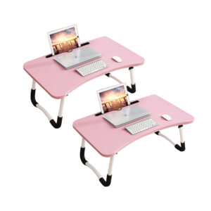 SOGA 2X Pink Portable Bed Table Adjustable Foldable Bed Sofa Study Table Laptop Mini Desk with Notebook Stand Card Slot Holder Home Decor - NZ DEPOT