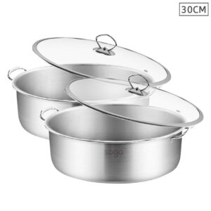 SOGA 2X Stainless Steel 30cm Casserole With Lid Induction Cookware, home & living, kitchen & dining, cookware, casserole dishes, ,  - NZ DEPOT 1