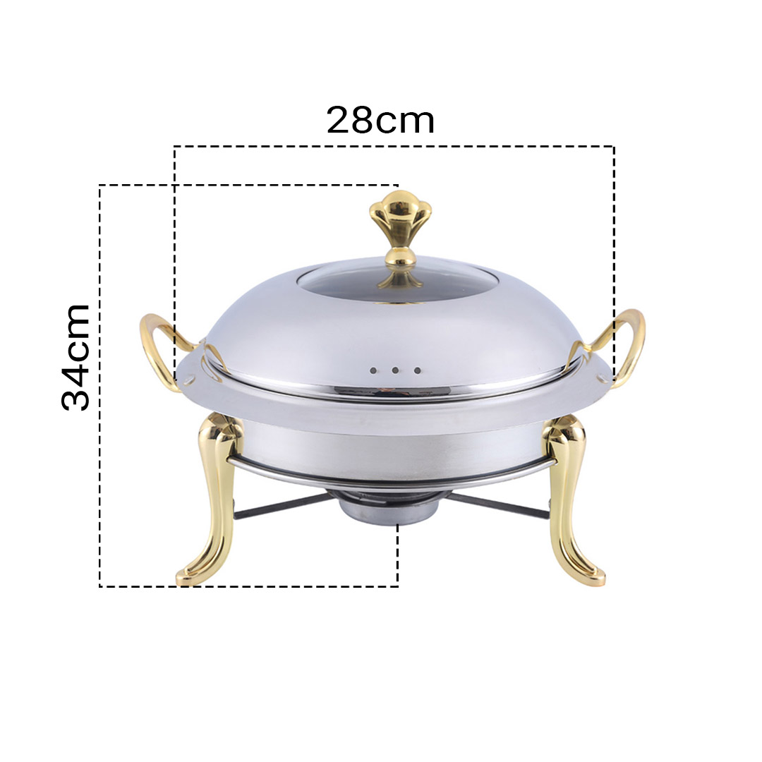 SOGA 2X Stainless Steel Gold Accents Round Buffet Chafing Dish Cater Food Warmer Chafer with Glass Top Lid, Business & Industrial, Food Service, Plate & Dish Warmers, , ,  - NZ DEPOT 6