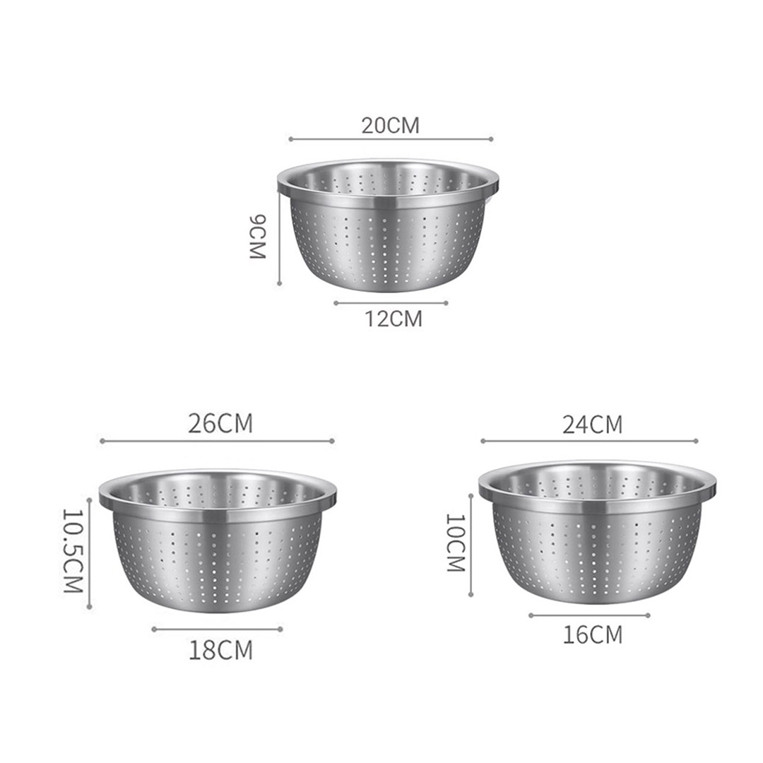 Soga 2X Stainless Steel Nesting Basin Colander Perforated Kitchen Sink Washing Bowl Metal Basket Strainer Set Of 3, Home &Amp; Living, Kitchen &Amp; Dining, Bakeware, Mixing Bowls,  - Nz Depot 2