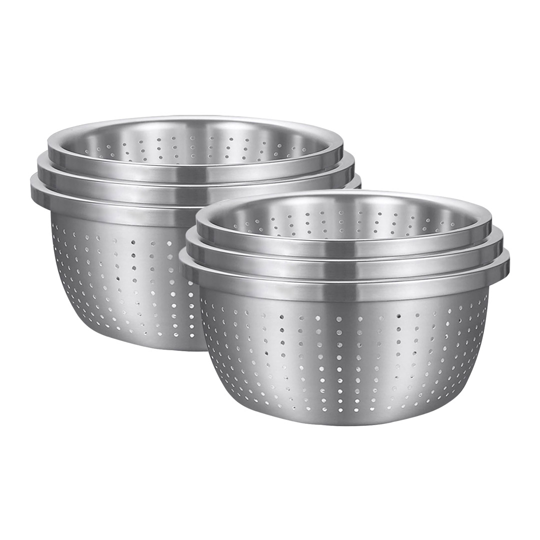 Soga 2X Stainless Steel Nesting Basin Colander Perforated Kitchen Sink Washing Bowl Metal Basket Strainer Set Of 3, Home &Amp; Living, Kitchen &Amp; Dining, Bakeware, Mixing Bowls, ,  - Nz Depot 1