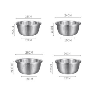 SOGA 2X Stainless Steel Nesting Basin Colander Perforated Kitchen Sink Washing Bowl Metal Basket Strainer Set of 4, Home & Living, Kitchen & Dining, Bakeware, Mixing Bowls, ,  - NZ DEPOT 2