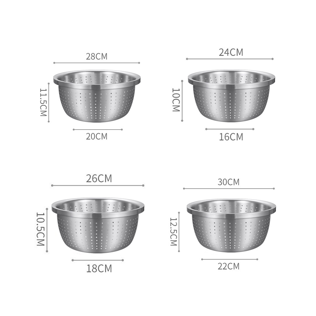 Soga 2X Stainless Steel Nesting Basin Colander Perforated Kitchen Sink Washing Bowl Metal Basket Strainer Set Of 4, Home &Amp; Living, Kitchen &Amp; Dining, Bakeware, Mixing Bowls, ,  - Nz Depot 2