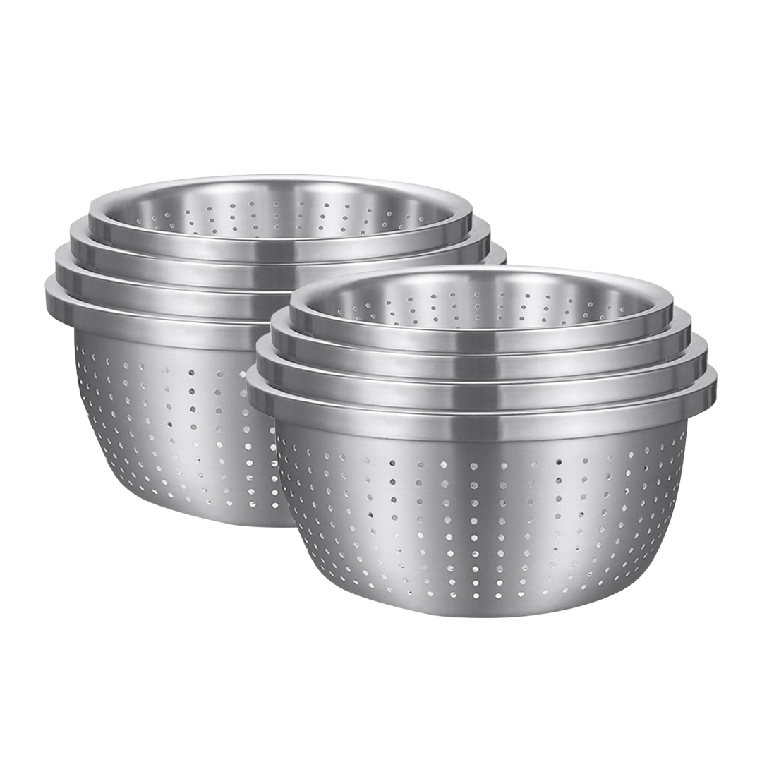 Soga 2X Stainless Steel Nesting Basin Colander Perforated Kitchen Sink Washing Bowl Metal Basket Strainer Set Of 4, Home &Amp; Living, Kitchen &Amp; Dining, Bakeware, Mixing Bowls, ,  - Nz Depot 1