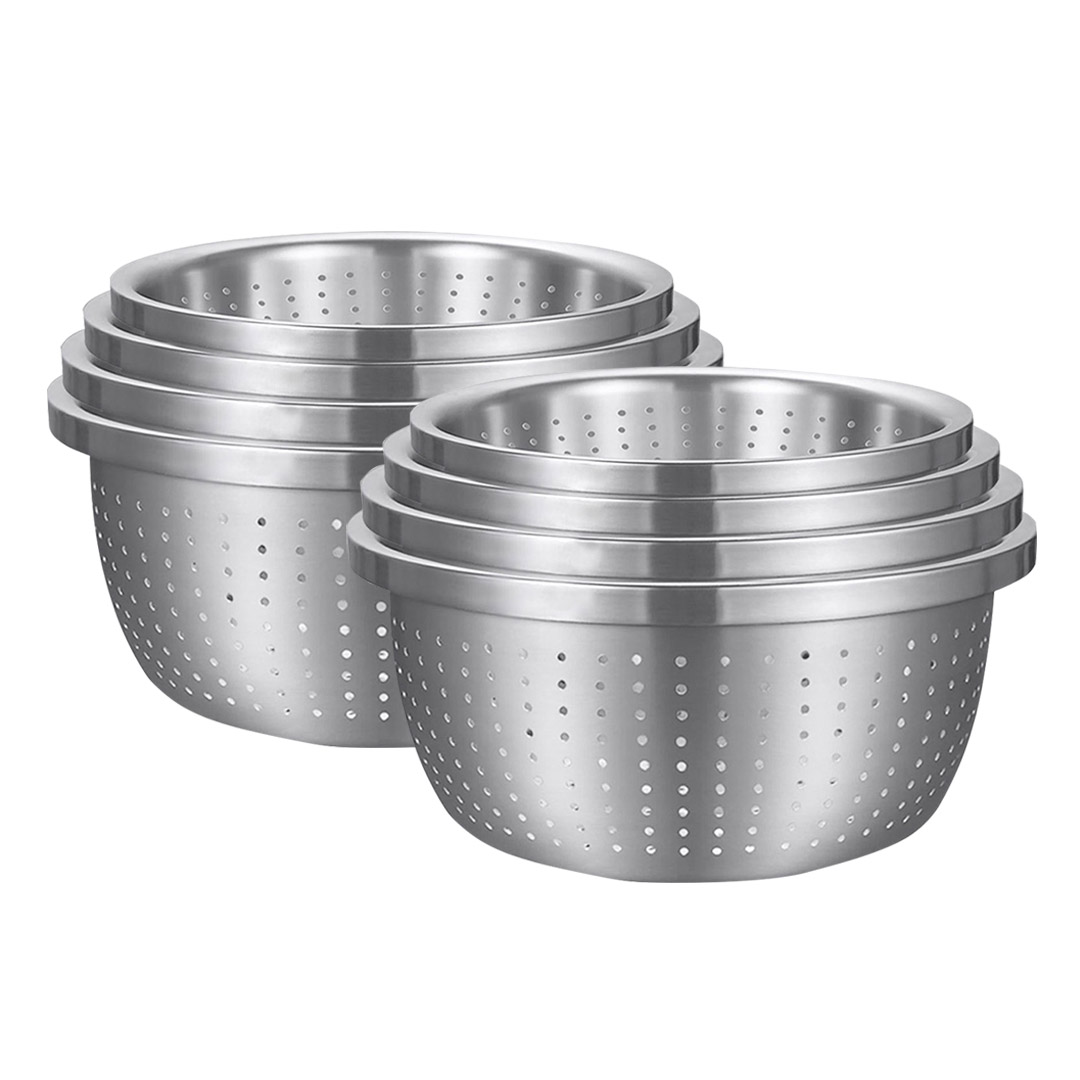 Soga 2X Stainless Steel Nesting Basin Colander Perforated Kitchen Sink Washing Bowl Metal Basket Strainer Set Of 4, Home &Amp; Living, Kitchen &Amp; Dining, Bakeware, Mixing Bowls, ,  - Nz Depot 1