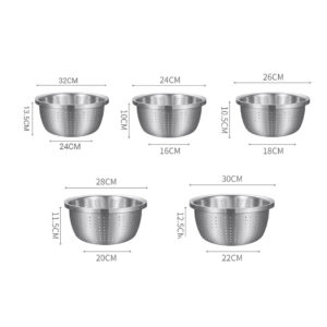 SOGA 2X Stainless Steel Nesting Basin Colander Perforated Kitchen Sink Washing Bowl Metal Basket Strainer Set of 5, Home & Living, Kitchen & Dining, Bakeware, Mixing Bowls, ,  - NZ DEPOT 2