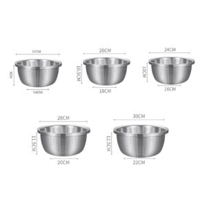 SOGA 2X Stainless Steel Nesting Basin Colander Perforated Kitchen Sink Washing Bowl Metal Basket Strainer Set of 5, Home & Living, Kitchen & Dining, Bakeware, Mixing Bowls, ,  - NZ DEPOT 2