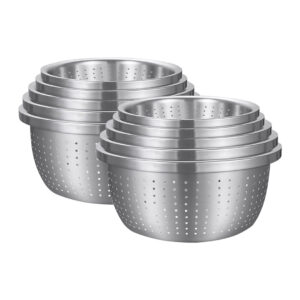 SOGA 2X Stainless Steel Nesting Basin Colander Perforated Kitchen Sink Washing Bowl Metal Basket Strainer Set of 5, Home & Living, Kitchen & Dining, Bakeware, Mixing Bowls, ,  - NZ DEPOT 1