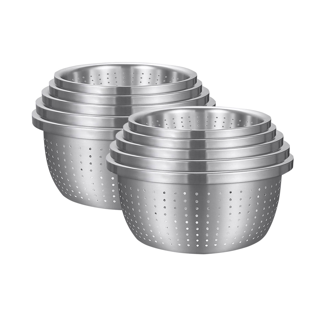 Soga 2X Stainless Steel Nesting Basin Colander Perforated Kitchen Sink Washing Bowl Metal Basket Strainer Set Of 5, Home &Amp; Living, Kitchen &Amp; Dining, Bakeware, Mixing Bowls, ,  - Nz Depot 1