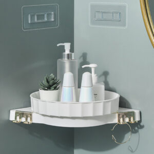 SOGA 2X White 360 Degree Wall-Mounted Rotating Bathroom Organiser Corner Vanity Rack Toilet Adhesive Storage Shelf, Home, Bathroom, Bathroom Accessories, Bathroom Storage, ,  - NZ DEPOT 2