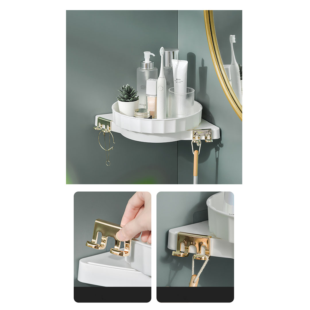 Soga 2X White 360 Degree Wall-Mounted Rotating Bathroom Organiser Corner Vanity Rack Toilet Adhesive Storage Shelf, Home, Bathroom, Bathroom Accessories, Bathroom Storage, ,  - Nz Depot 8