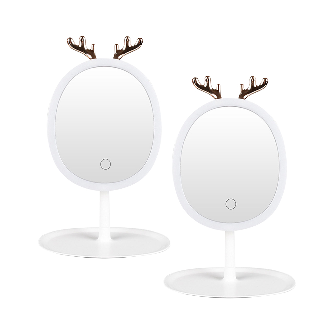 Soga 2X White Antler Led Light Makeup Mirror Tabletop Vanity Home Decor, Home, Bathroom, Bathroom Accessories, Bathroom Storage, ,  - Nz Depot 1