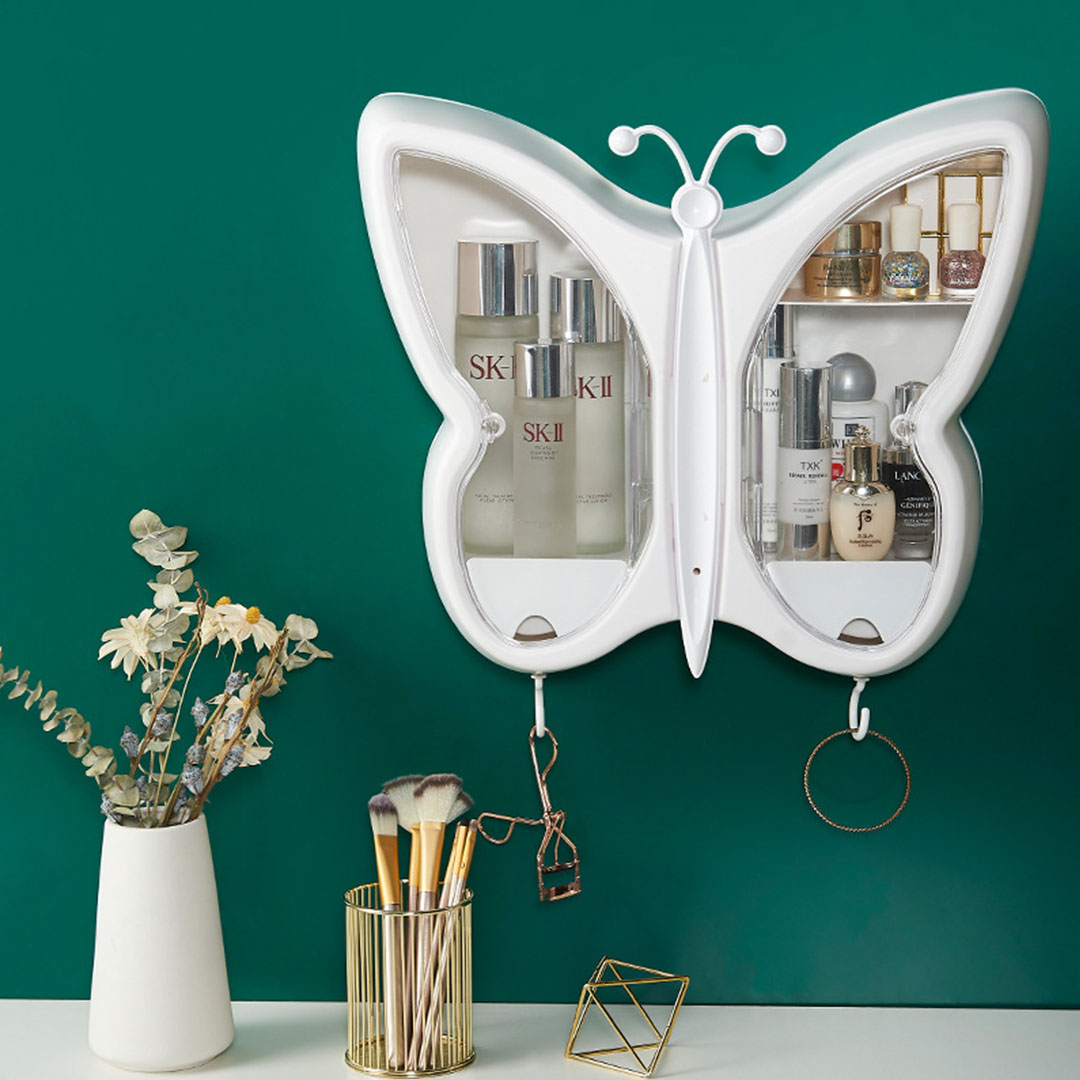 Soga 2X White Butterfly Shape Wall-Mounted Makeup Organiser Dustproof Waterproof Bathroom Storage Box Home Decor, Home, Bathroom, Bathroom Accessories, Bathroom Storage, ,  - Nz Depot 4