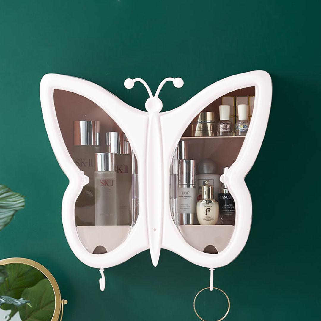 Soga 2X White Butterfly Shape Wall-Mounted Makeup Organiser Dustproof Waterproof Bathroom Storage Box Home Decor, Home, Bathroom, Bathroom Accessories, Bathroom Storage, ,  - Nz Depot 5