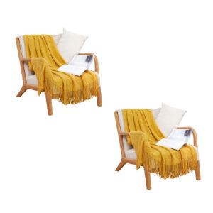 SOGA 2X Yellow Diamond Pattern Knitted Throw Blanket Warm Cozy Woven Cover Couch Bed Sofa Home Decor with Tassels NZ DEPOT - NZ DEPOT