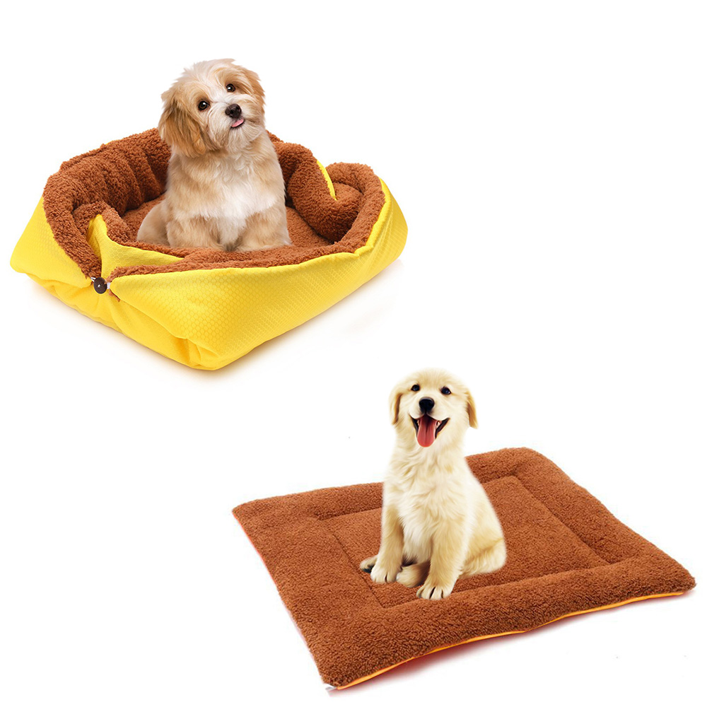 Soga 2X Yellow Dual-Purpose Cushion Nest Cat Dog Bed Warm Plush Kennel Mat Pet Home Travel Essentials, Pet Supplies, Dogs, Carriers &Amp; Travel Products, , ,  - Nz Depot 3