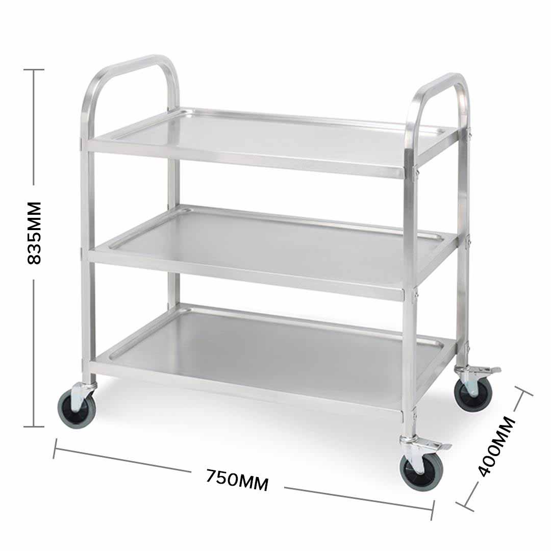 Soga 3 Tier 75X40X83.5Cm Stainless Steel Kitchen Dinning Food Cart Trolley Utility Size Small, Business &Amp; Industrial, Food Service, Food Service Carts, , ,  - Nz Depot 3