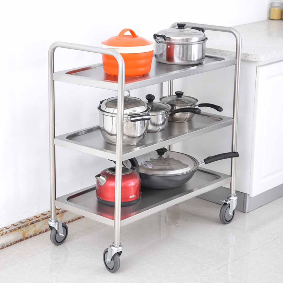 Soga 3 Tier 81X46X85Cm Stainless Steel Kitchen Dinning Food Cart Trolley Utility Round Small, Business &Amp; Industrial, Food Service, Food Service Carts, , ,  - Nz Depot 4