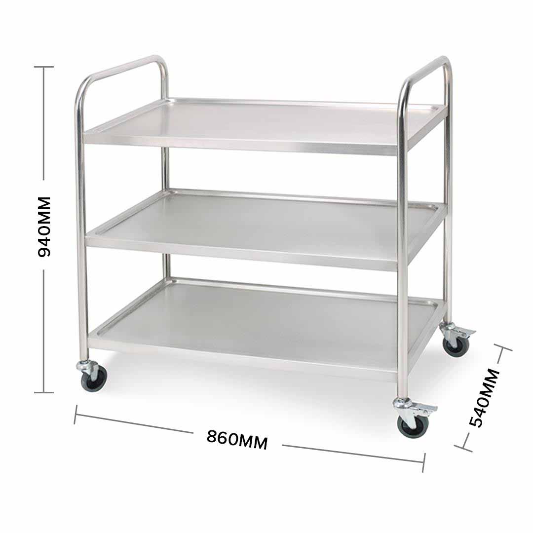 Soga 3 Tier 86X54X94Cm Stainless Steel Kitchen Dinning Food Cart Trolley Utility Round Large, Business &Amp; Industrial, Food Service, Food Service Carts, , ,  - Nz Depot 3