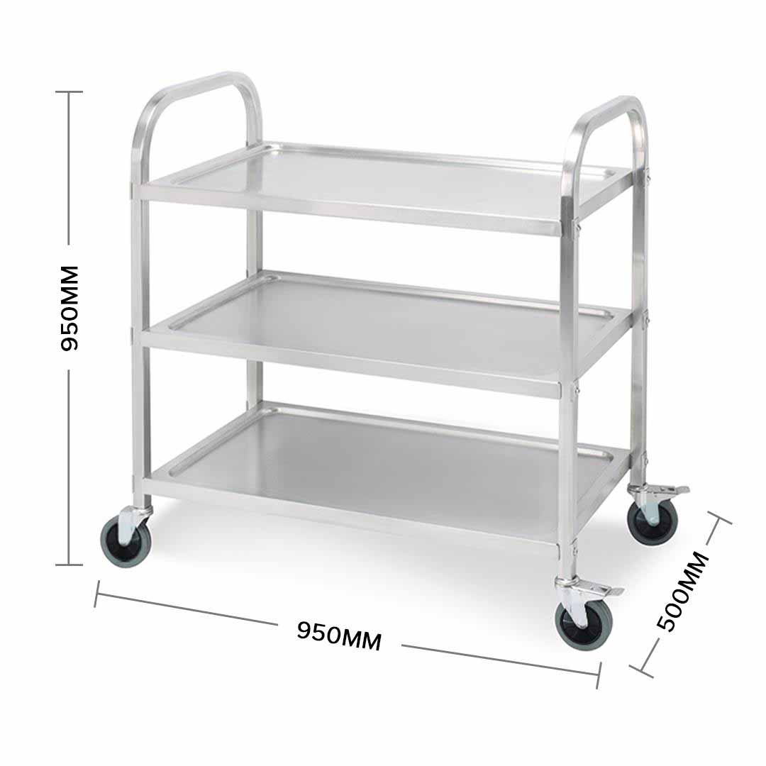 SOGA 3 Tier 95x50x95cm Stainless Steel Kitchen Dinning Food Cart Trolley Utility Size Large, Business & Industrial, Food Service, Food Service Carts, , ,  - NZ DEPOT 3