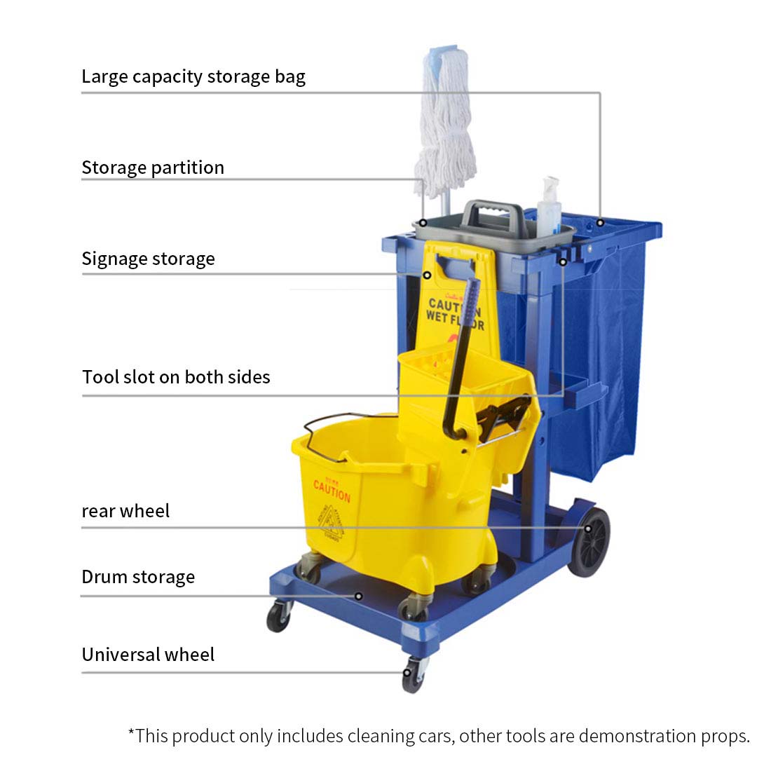 Soga 3 Tier Multifunction Janitor Cleaning Waste Cart Trolley And Waterproof Bag Blue, Business &Amp; Industrial, Food Service, Food Service Carts, , ,  - Nz Depot 7