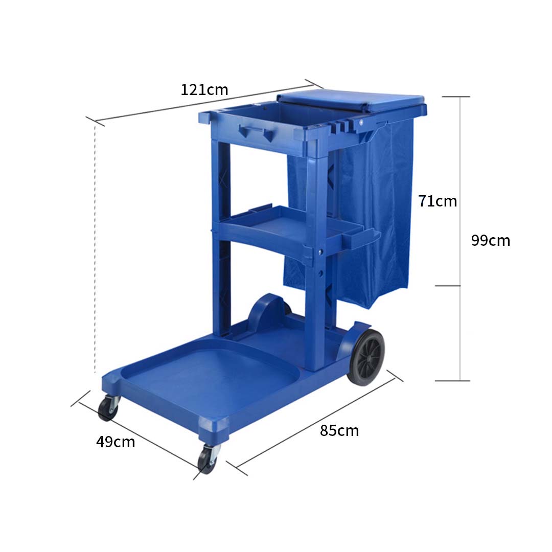 Soga 3 Tier Multifunction Janitor Cleaning Waste Cart Trolley And Waterproof Bag With Lid Blue, Business &Amp; Industrial, Food Service, Food Service Carts, , ,  - Nz Depot 6