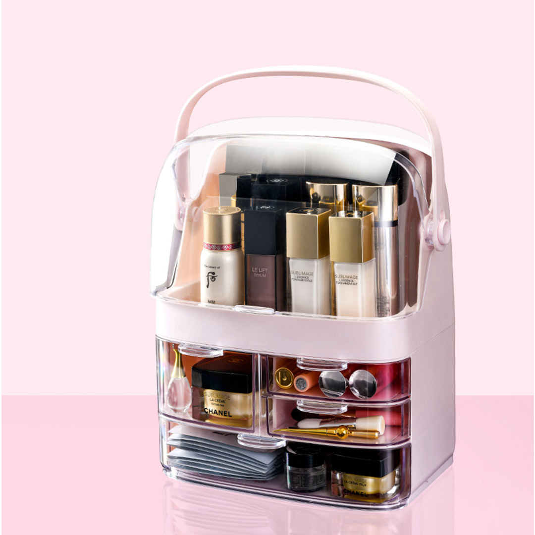 Soga 3 Tier Pink Countertop Makeup Cosmetic Storage Organiser Skincare Holder Jewelry Storage Box With Handle, Home, Bathroom, Bathroom Accessories, Bathroom Storage, ,  - Nz Depot 4