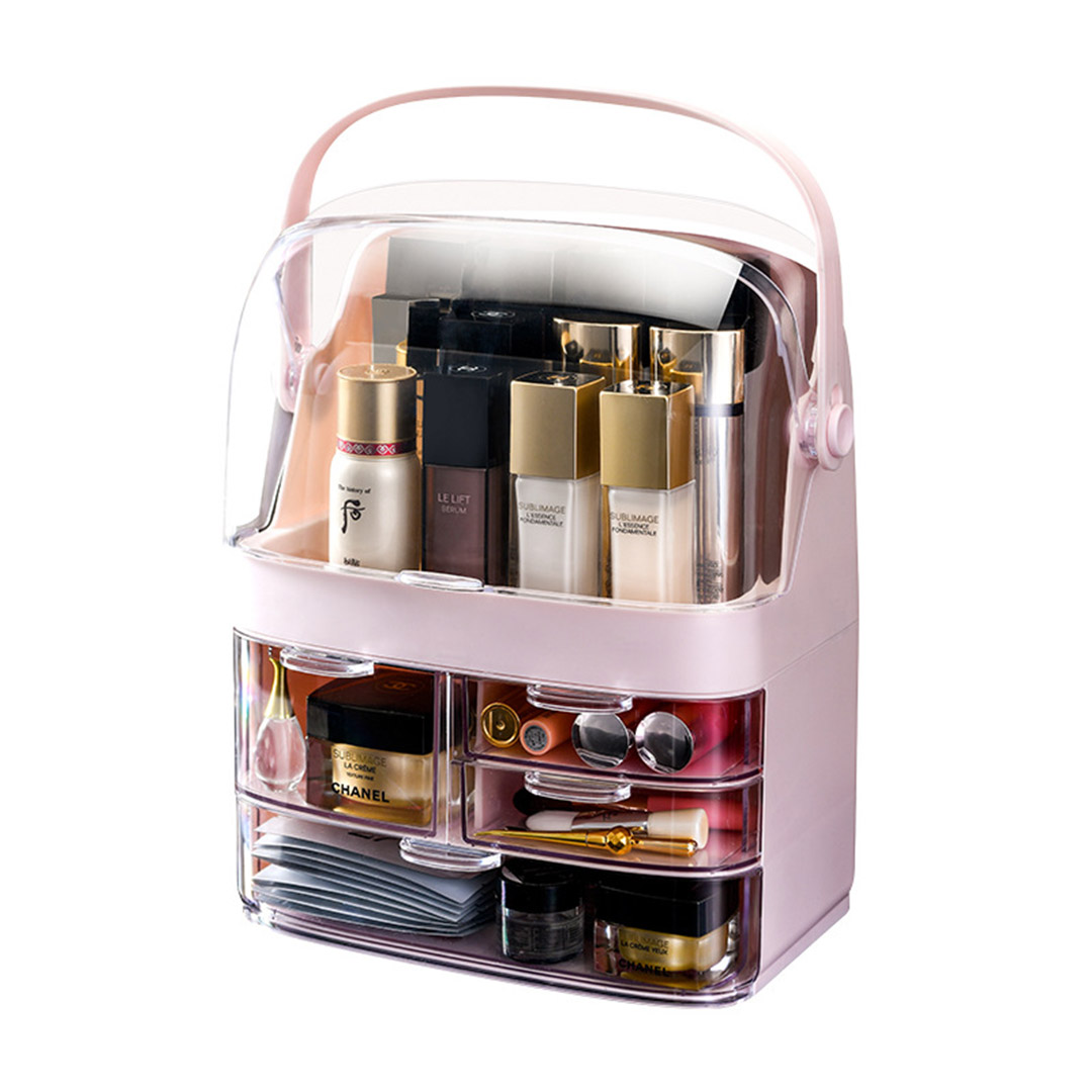 Soga 3 Tier Pink Countertop Makeup Cosmetic Storage Organiser Skincare Holder Jewelry Storage Box With Handle, Home, Bathroom, Bathroom Accessories, Bathroom Storage, ,  - Nz Depot 1