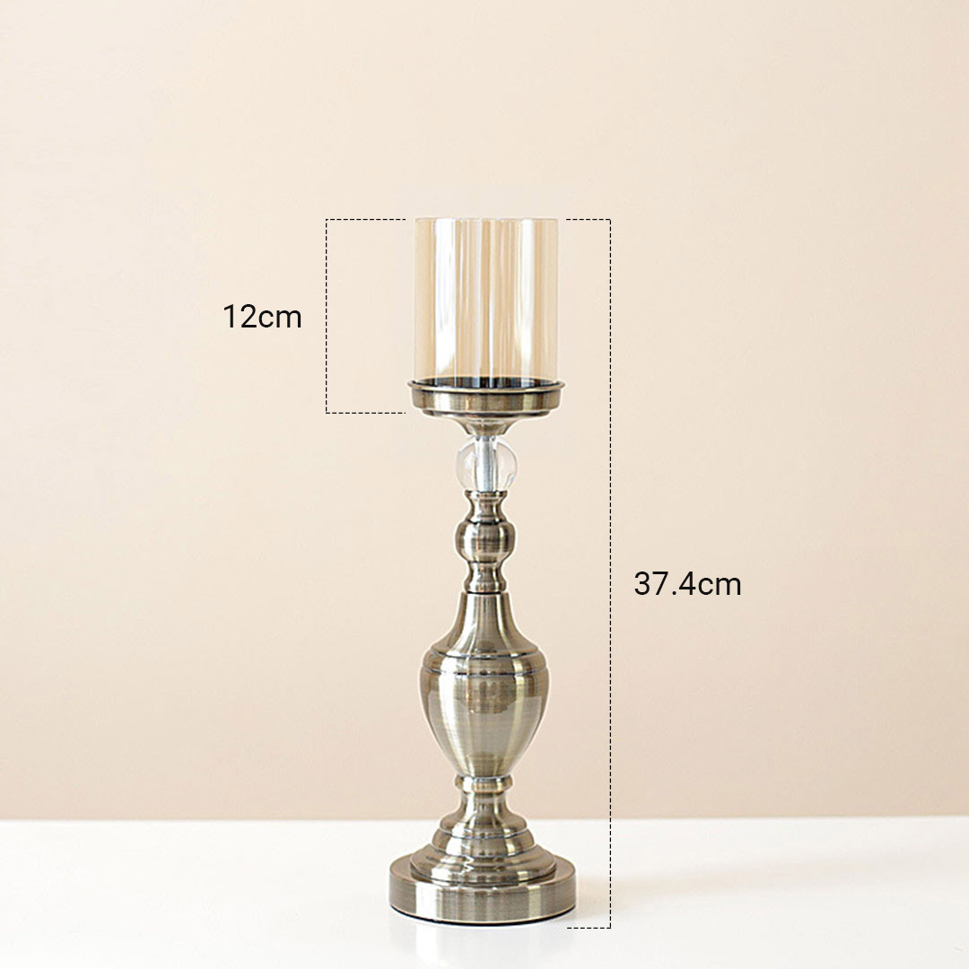 Soga 37.4Cm Glass Candlestick Candle Holder Stand Pillar Glass/Iron Metal, Home &Amp; Living, Home Decor, Candles &Amp; Holders, Candle Accessories, ,  - Nz Depot 2