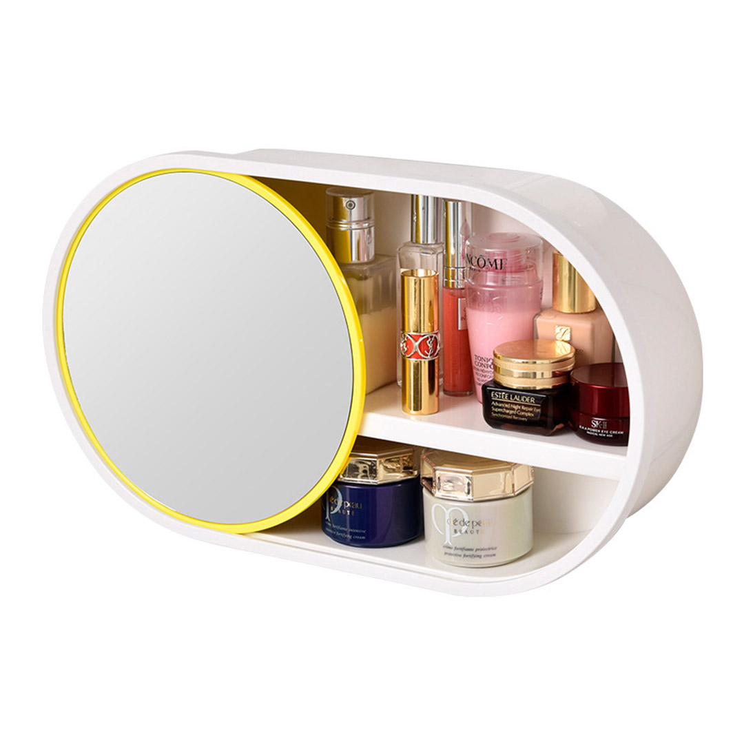 Soga 39Cm Oval Wall-Mounted Mirror Storage Box Vanity Mirror Rack Bathroom Adhesive Shelf Home Organiser Decor, Home, Bathroom, Bathroom Accessories, Bathroom Storage, ,  - Nz Depot 1