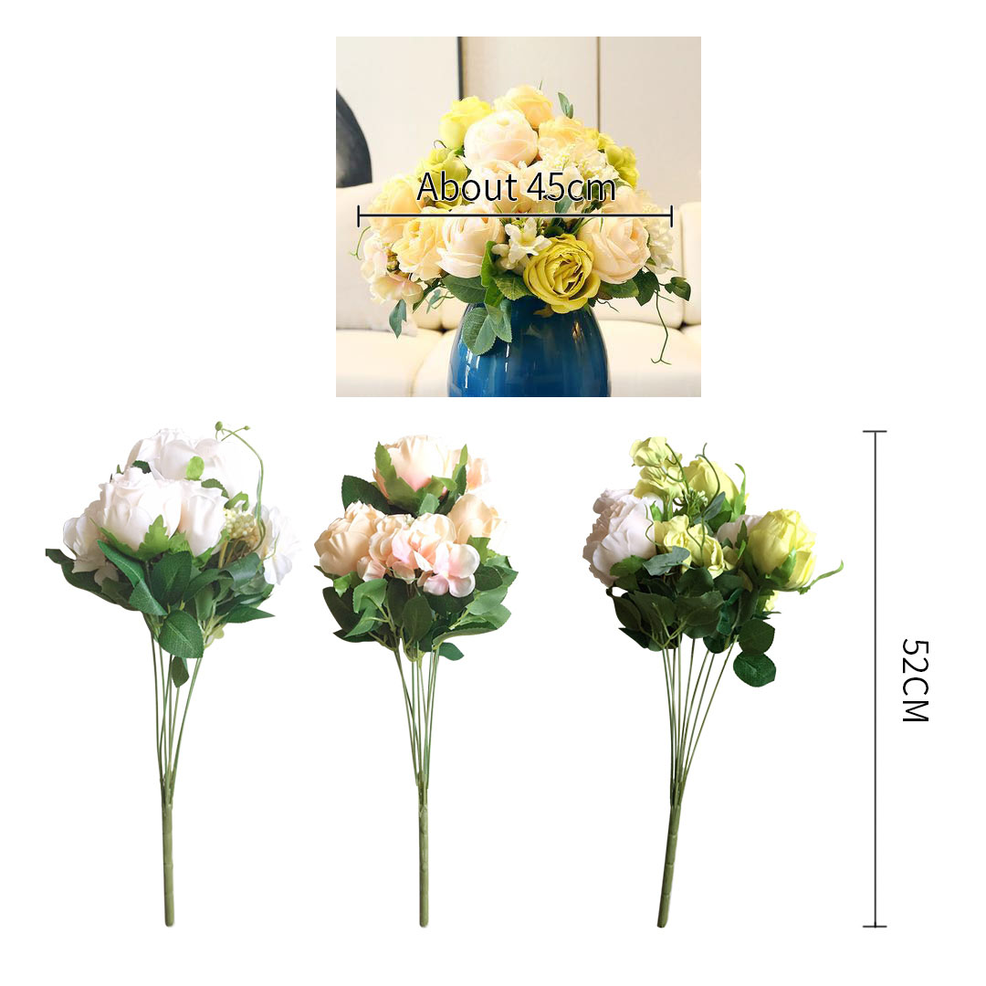 Soga 3Pcs Artificial Silk With 15 Heads Flower Fake Rose Bouquet Table Decor White, Home &Amp; Living, Home Decor, Artificial Plants, , ,  - Nz Depot 3