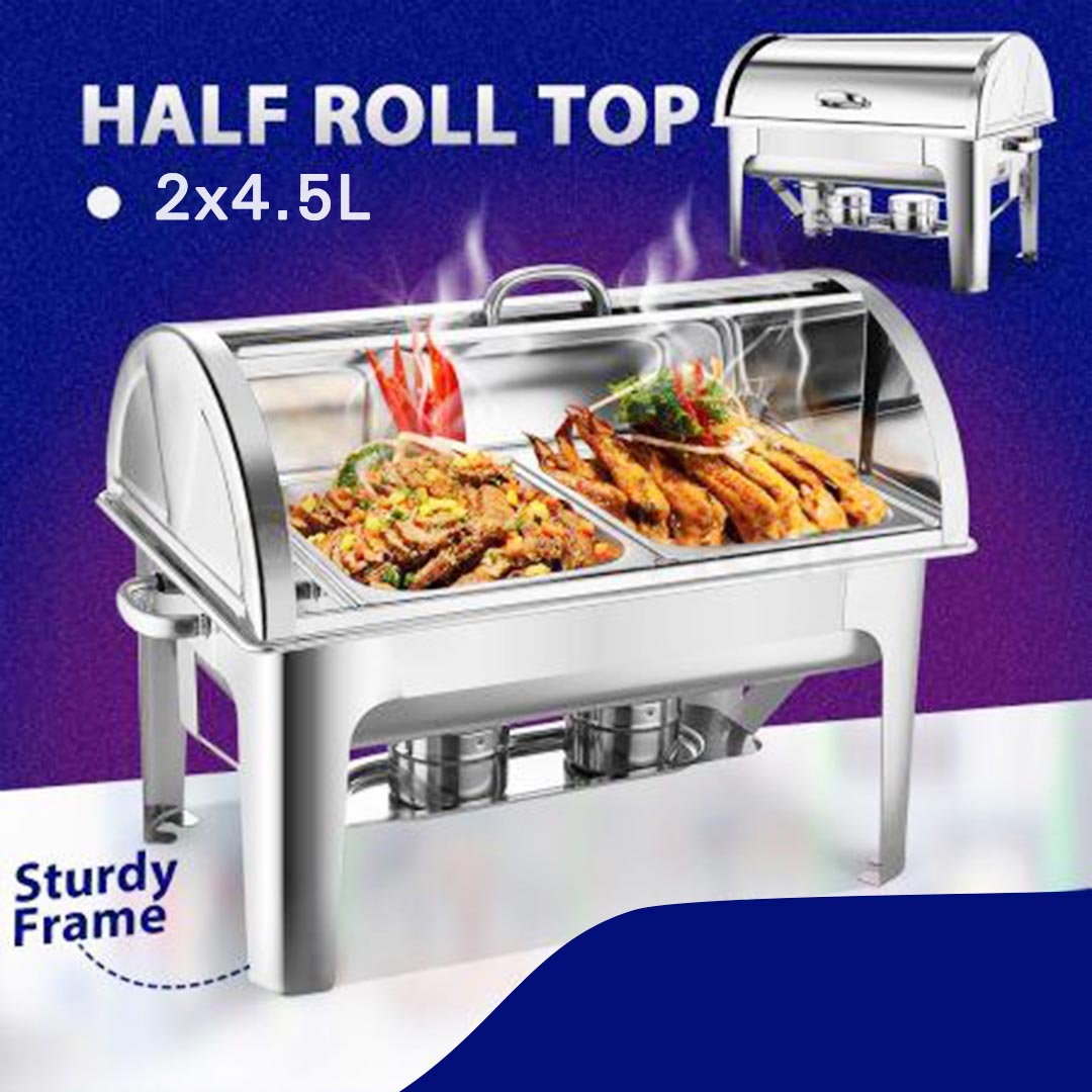 Soga 4.5L Dual Tray Stainless Steel Roll Top Chafing Dish Food Warmer, Furniture, Kitchen &Amp; Dining Room Furniture, Buffets, Sideboards &Amp; Kitchen Islands, , ,  - Nz Depot 3