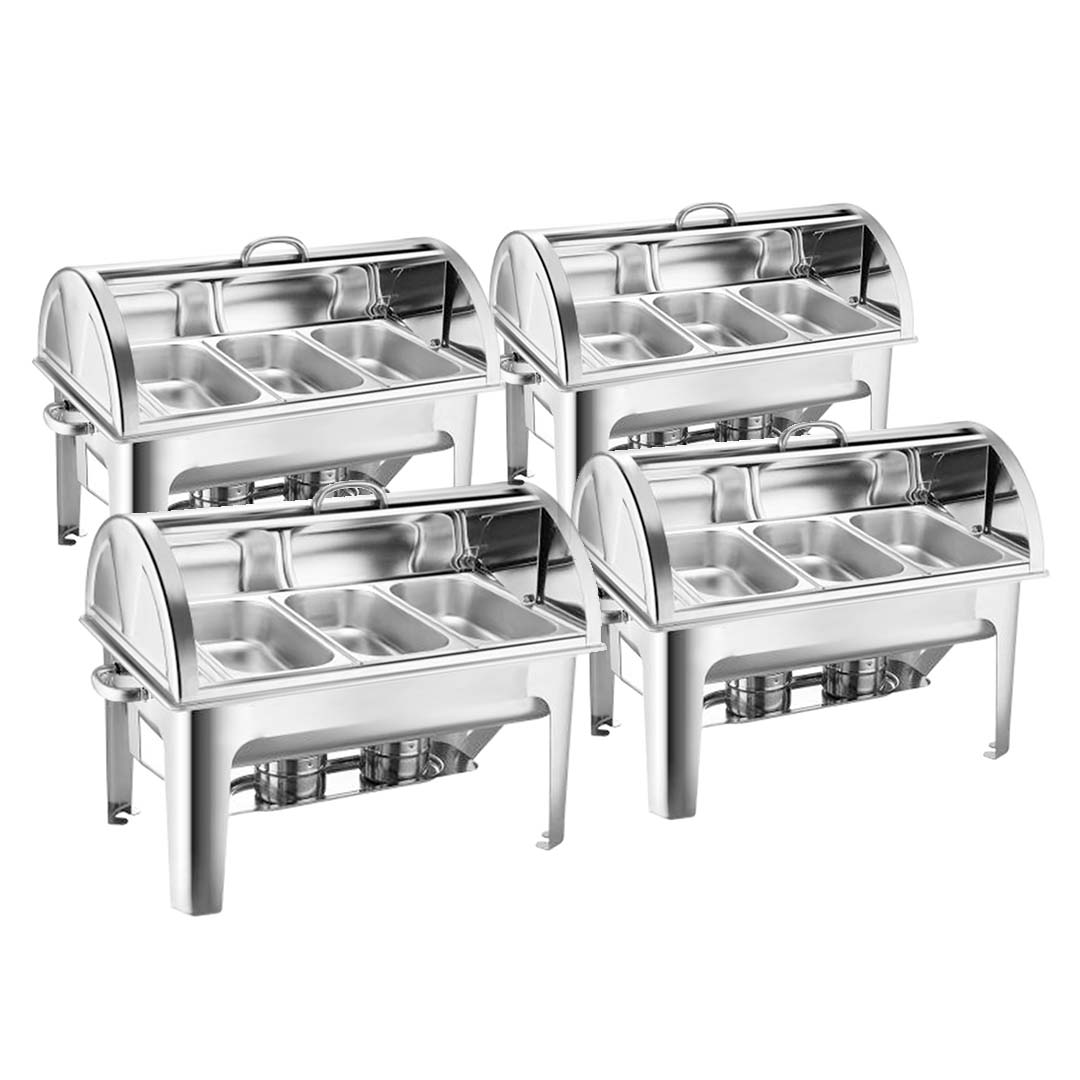 Soga 4X 3L Triple Tray Stainless Steel Roll Top Chafing Dish Food Warmer, Furniture, Kitchen &Amp; Dining Room Furniture, Buffets, Sideboards &Amp; Kitchen Islands, , ,  - Nz Depot 1