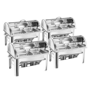 SOGA 4X 4.5L Dual Tray Stainless Steel Roll Top Chafing Dish Food Warmer, Furniture, Kitchen & Dining Room Furniture, Buffets, Sideboards & Kitchen Islands, , ,  - NZ DEPOT 1