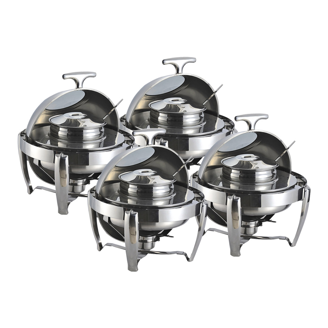 SOGA 4X 6.5L Stainless Steel Round Soup Tureen Bowl Station Roll Top Buffet Chafing Dish Catering Chafer Food Warmer Server, Business & Industrial, Food Service, Plate & Dish Warmers, , ,  - NZ DEPOT 1