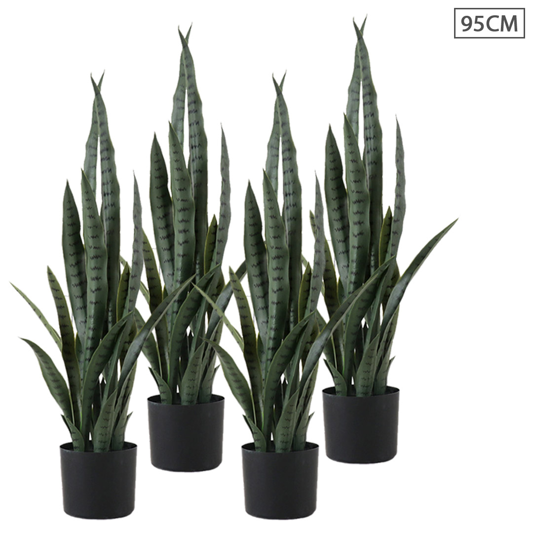 Soga 4X 95Cm Sansevieria Snake Artificial Plants With Black Plastic Planter Greenery, Home Office Decor, Home &Amp; Living, Home Decor, Artificial Plants, , ,  - Nz Depot 1