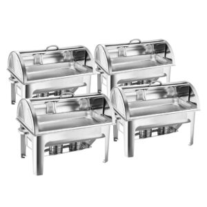 Soga 4X 9L Stainless Steel Full Size Roll Top Chafing Dish Food Warmer Nz Depot - Nz Depot