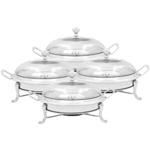 SOGA 4X Stainless Steel Round Buffet Chafing Dish Cater Food Warmer Chafer with Glass Top Lid, Business & Industrial, Food Service, Plate & Dish Warmers, , ,  - NZ DEPOT 1