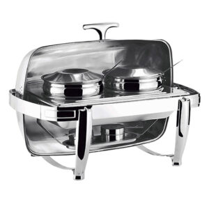 SOGA 6.5L Stainless Steel Double Soup Tureen Bowl Station Roll Top Buffet Chafing Dish Catering Chafer Food Warmer Server, Furniture, Kitchen & Dining Room Furniture, Buffets, Sideboards & Kitchen Islands, , ,  - NZ DEPOT 1