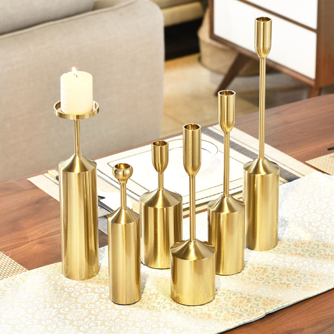 Soga 6Pcs Gold Iron Taper Luxury Candlestick Candle Holder Stand Pillar, Home &Amp; Living, Home Decor, Candles &Amp; Holders, Candle Accessories, ,  - Nz Depot 6