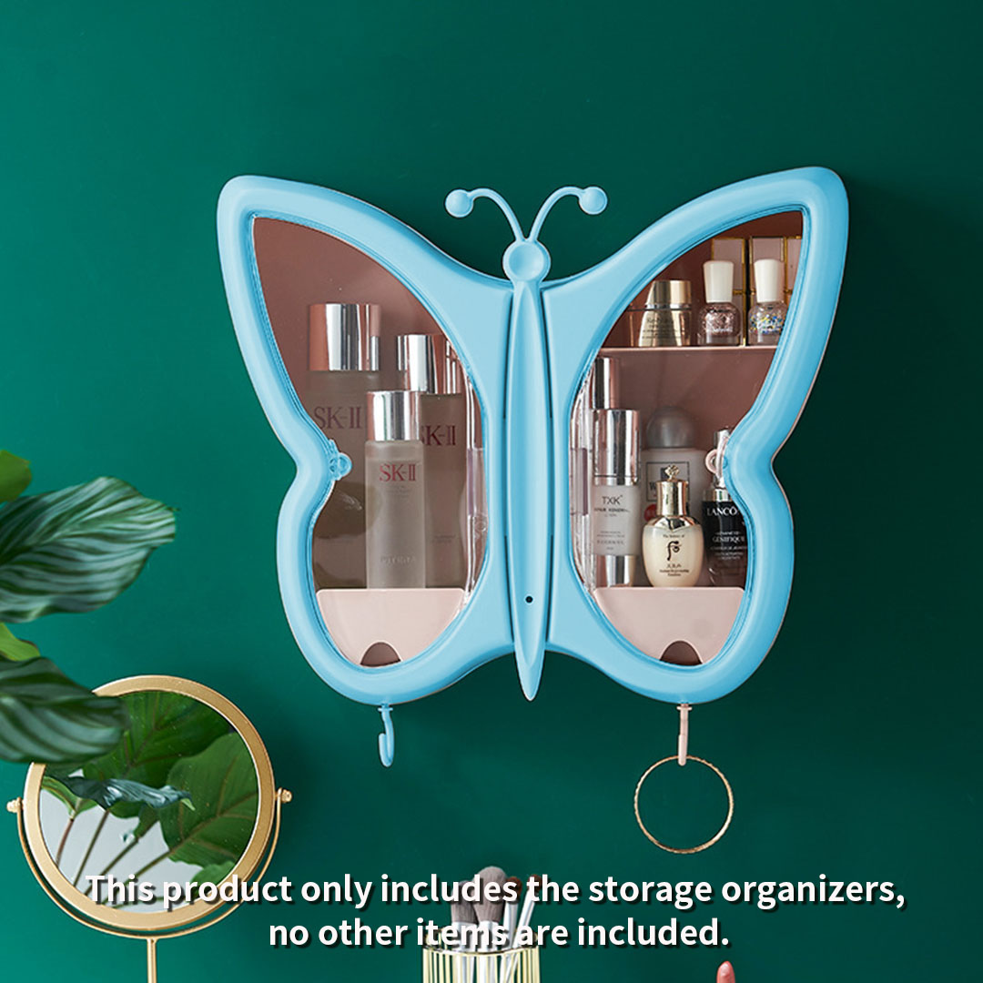 Soga Blue Butterfly Shape Wall-Mounted Makeup Organiser Dustproof Waterproof Bathroom Storage Box Home Decor, Home, Bathroom, Bathroom Accessories, Bathroom Storage, ,  - Nz Depot 3