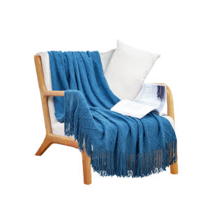 SOGA Blue Diamond Pattern Knitted Throw Blanket Warm Cozy Woven Cover Couch Bed Sofa Home Decor with Tassels NZ DEPOT - NZ DEPOT