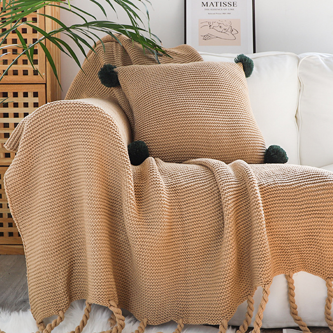 Soga Coffee Tassel Fringe Knitting Blanket Warm Cozy Woven Cover Couch Bed Sofa Home Decor, Home, Bed Linen, Throws And Blankets, Blankets, ,  - Nz Depot 2