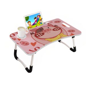 SOGA Cute Pig Design Portable Bed Table Adjustable Foldable Bed Sofa Study Table Laptop Mini Desk with Drawer and Cup Slot Home Decor NZ DEPOT - NZ DEPOT