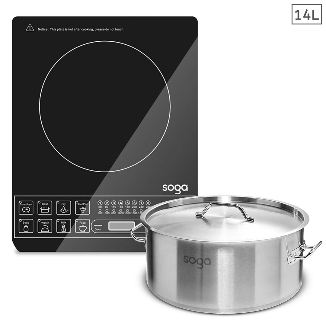 Soga Electric Smart Induction Cooktop And 14L Stainless Steel Stockpot, Home &Amp; Living, Kitchen &Amp; Dining, Cookware, Induction Cookware, ,  - Nz Depot 1